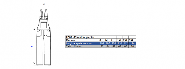 Pantaloni cu pieptar de iarna cu benzi reflectorizante Renania PILZEN, tercot 65/35 [2]