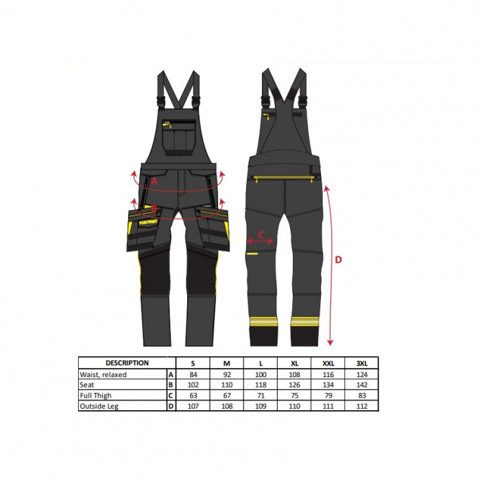 Pantaloni salopeta cu pieptar Portwest DX441 DX4, cu benzi reflectorizante, 93% poliester, 7% elastan, 270g [2]