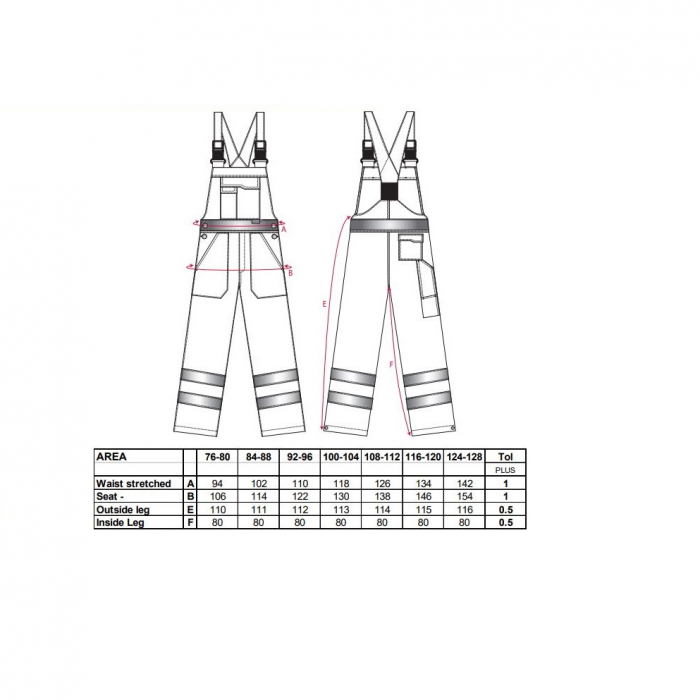 Pantaloni salopeta cu pieptar reflectorizanti HIVIS S388, necaptusiti, 100% poliester, 190 gr/mp [2]