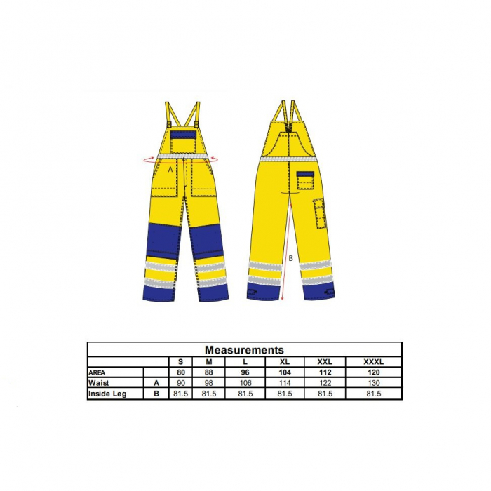 Pantaloni salopeta cu pieptar reflectorizanti ignifugi Portwest MULTI-NORM FR63, 99% bumbac, 1% fibra de carbon, 345g [2]