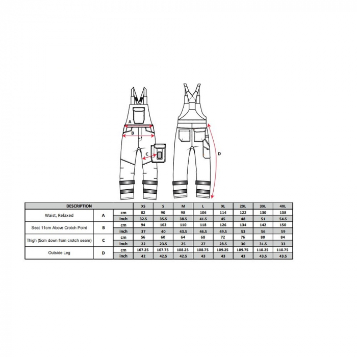 Pantaloni salopeta cu pieptar reflectorizanti Portwest PW2 PW244, 65% poliester, 35% bumbac, 245 gr/mp [2]
