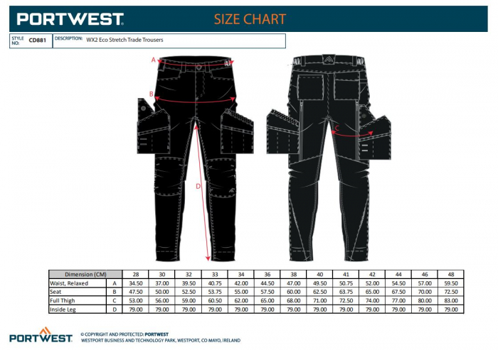 Pantaloni de lucru in talie Portwest CD881, 65% poliester, 35% bumbac, 245 gr/mp [6]