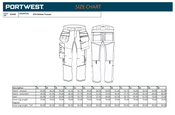 Pantaloni de lucru in talie Portwest EV440, 92% nailon, 8% elastan, 230 gr/mp [3]