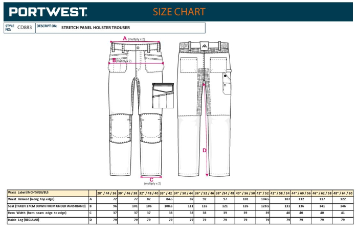 Pantaloni de lucru in talie Portwest HOLSTER CD883 WX2, 65% poliester reciclat, 35% bumbac, 245g [3]