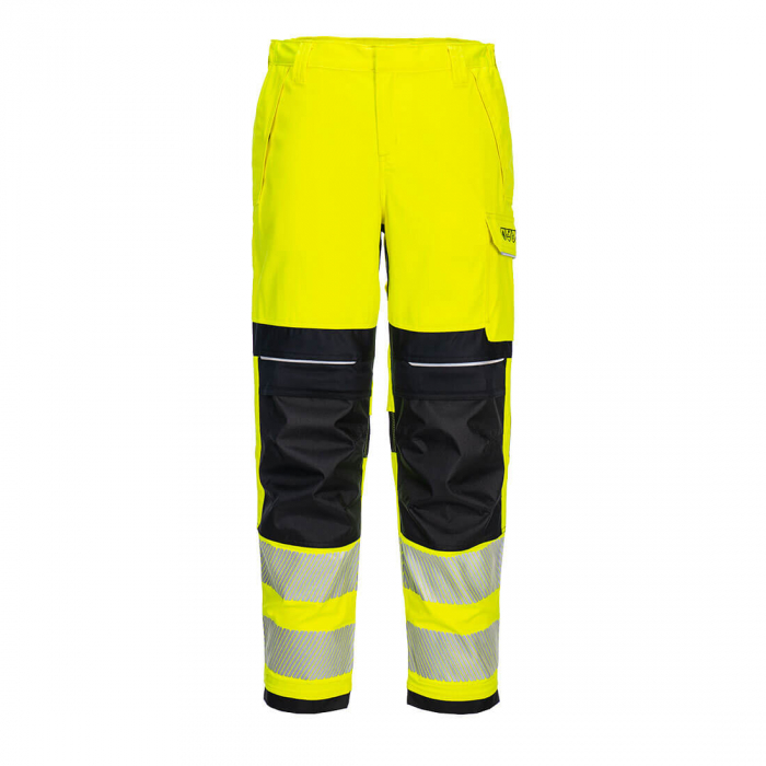 Pantaloni ignifugi reflectorizanti dama Portwest FR409, 60% modacrilic, 39% bumbac, 1% fibre carbon, 280 gr/mp [1]