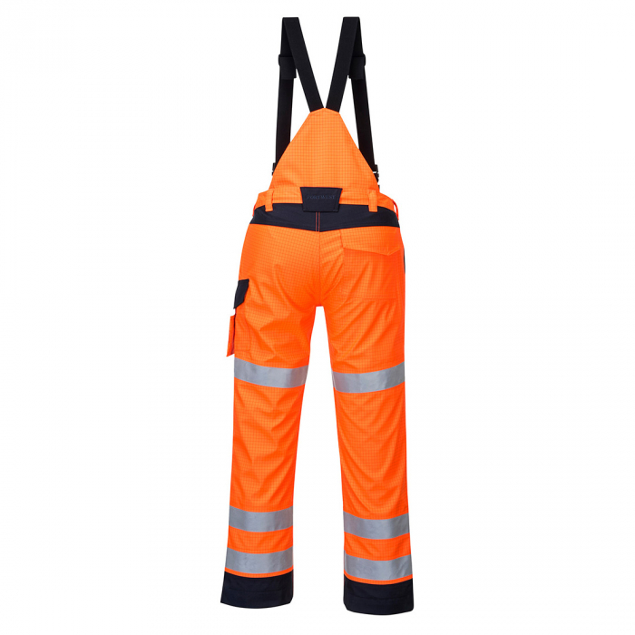 Pantaloni salopeta cu pieptar reflectorizanti Portwest MODAFLAME RAIN MULTI-NORM ARC MV71, ignifugi, antistatici,  98% poliester, 2% fibra de carbon, 350g [3]