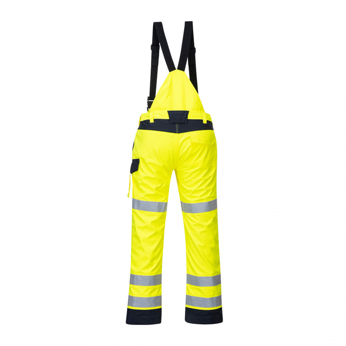 Pantaloni salopeta cu pieptar reflectorizanti Portwest MODAFLAME RAIN MULTI-NORM ARC MV71, ignifugi, antistatici,  98% poliester, 2% fibra de carbon, 350g [3]