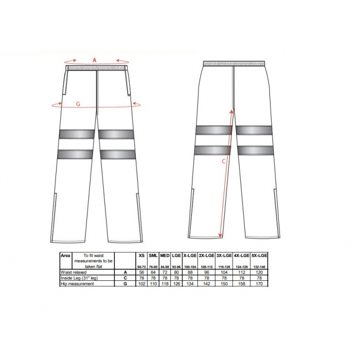 Pantaloni reflectorizanti Portwest HIVIS RT61, 100% poliester, 190 gr/mp [2]