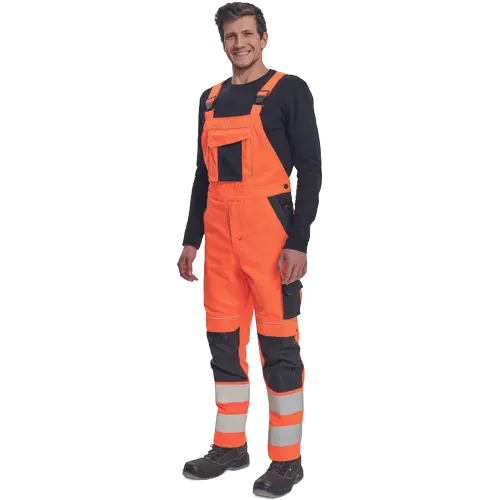 Pantaloni salopeta cu pieptar cu benzi reflectorizante Cerva MAX VIVO HV, 65% poliester, 35% bumbac, 250 gr/mp [2]
