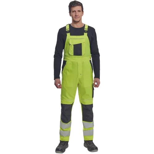 Pantaloni salopeta cu pieptar cu benzi reflectorizante Cerva MAX VIVO HV, 65% poliester, 35% bumbac, 250 gr/mp [3]