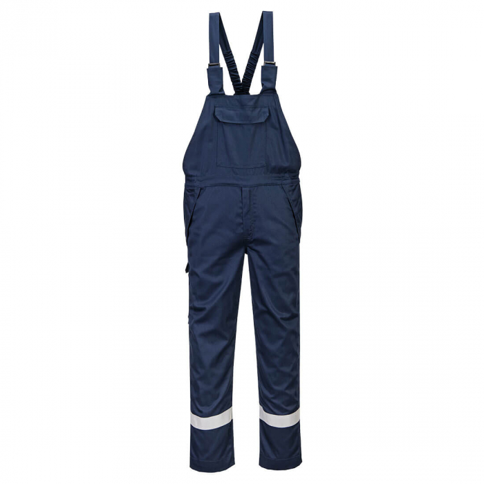 Pantaloni salopeta cu pieptar Portwest FR418 Chemical Resistant, 99% bumbac, 1% fibra de carbon, 280 gr/mp [1]