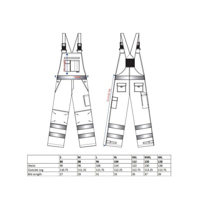 Pantaloni salopeta cu pieptar reflectorizanti Portwest DIJON TX52, 65% poliester, 35% bumbac 245 gr/mp [2]