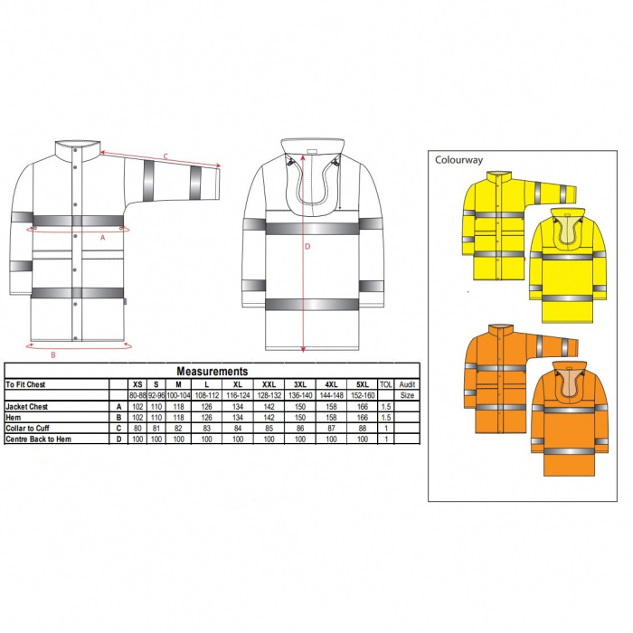Pelerina de ploaie reflectorizanta Portwest H442, 100 cm, 100% poliester, 200 gr/mp [2]
