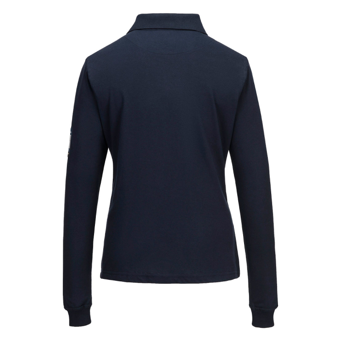 Tricou polo antistatic cu maneca lunga dama Portwest FR758 MODAFLAME Knit FR, 60% modacrilic, 39% bumbac, 1% fibra de carbon, 200 g/mp [2]