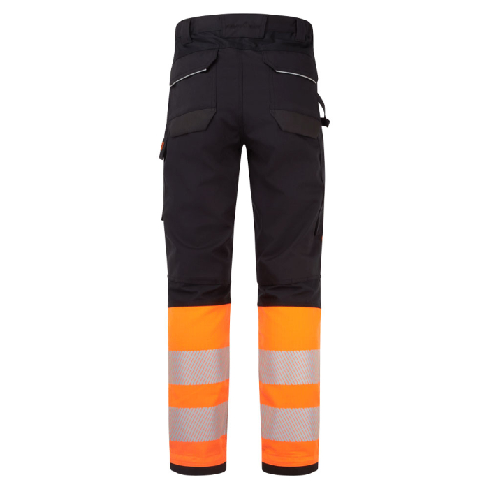 Pantaloni ignifugati cu benzi reflectorizante Portwest FR451 MODAFLAME Hi-Vis Clasa I, 60% modacrilic, 39% bumbac, 1% fibre carbon, 280 gr/mp  [2]