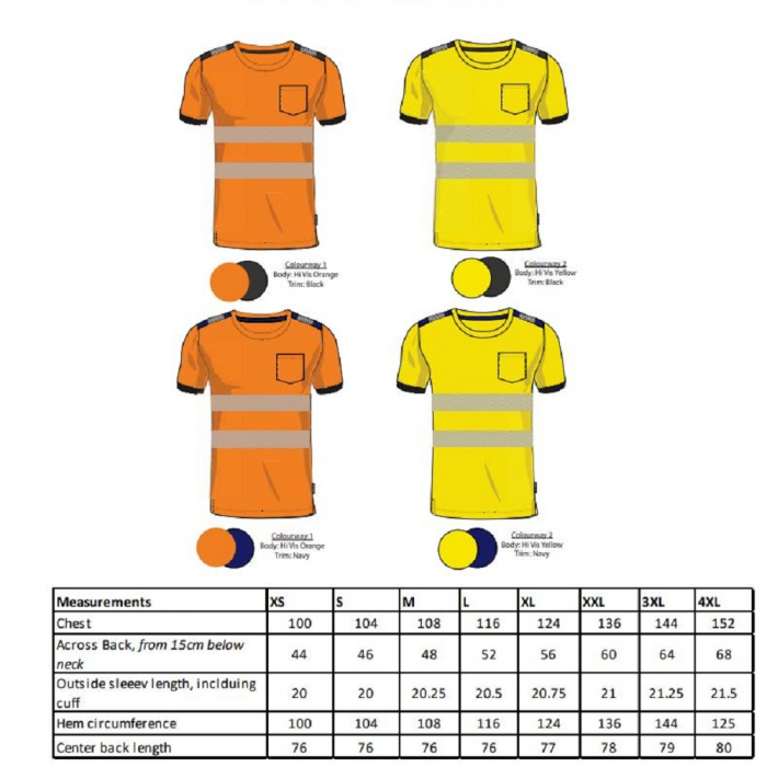 Tricou clasic reflectorizant Portwest T181 PW3,  55% bumbac, 45% poliester, 175g [2]
