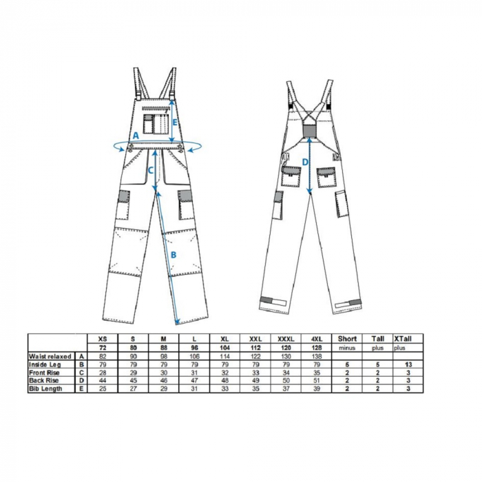 Pantaloni salopeta cu pieptar Portwest TEXO CONTRAST TX12, 60% bumbac, 40% poliester, 245g [2]