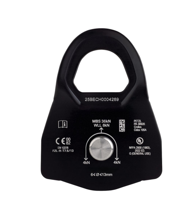 Scripete cu rulment Petzl MINDER L P060CA00, eficienta 97%, 237g, compatibil cu carabiniera OXAN si VULCAN [2]