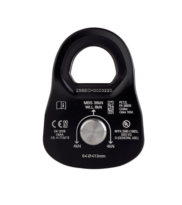 Scripete cu rulment Petzl RESCUE M P050BA01, eficienta 95%, 140g, compatibil cu carabiniera OXAN si OVAL [2]