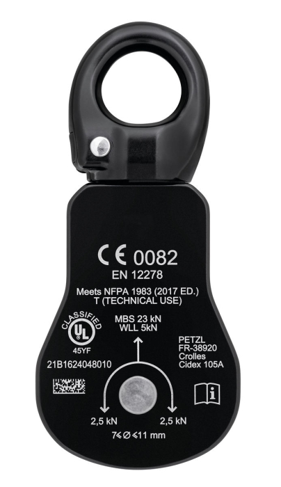 Scripete cu rulment Petzl SPIN S1 P002Aa01, eficienta 91%, cu sistem anti rotatie integrat [2]