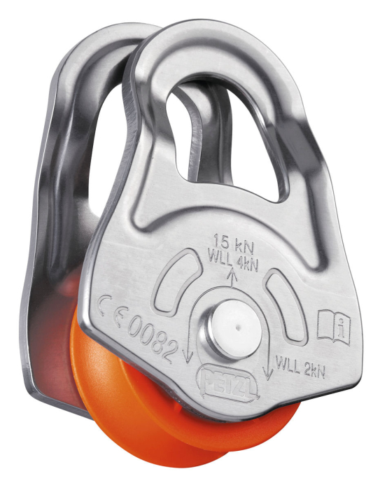 Scripete pe bucsa Petzl OSCILANTE P02A, eficienta 71%, rola din teflon, compatibil cu carabiniera OK si WILLIAM [1]