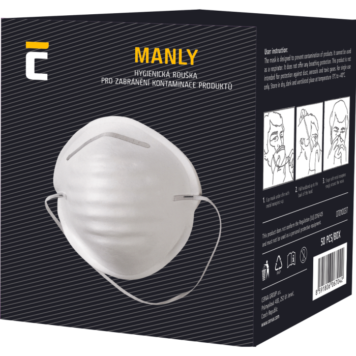 Semi masca igienica de unica folosinta Cerva MANLY, 50buc/cutie [2]