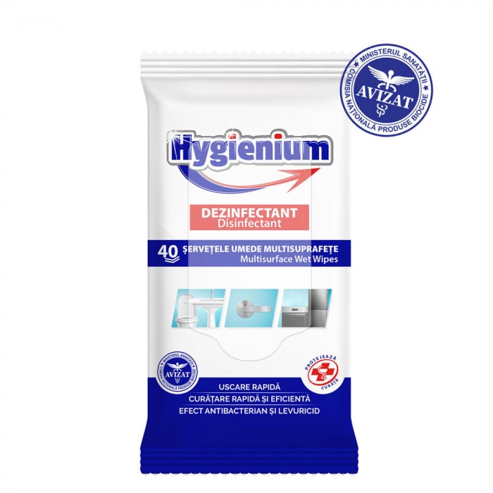 Servetele umede dezinfectante multisuprafete HYGIENIUM, 40 buc [1]