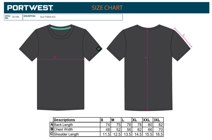 Tricou clasic Portwest EC195, 100% bumbac organic [3]