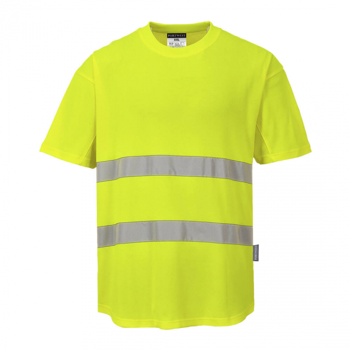 Tricou clasic reflectorizant Portwest C394 cu insertie de plasa, 55% bumbac, 45% poliester, 175 gr/mp [1]
