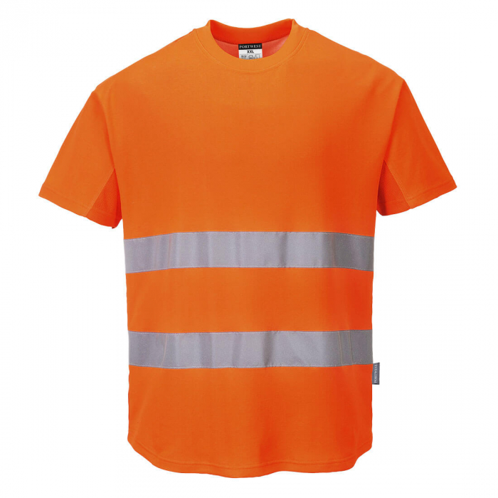 Tricou clasic reflectorizant Portwest C394 cu insertie de plasa, 55% bumbac, 45% poliester, 175 gr/mp [1]