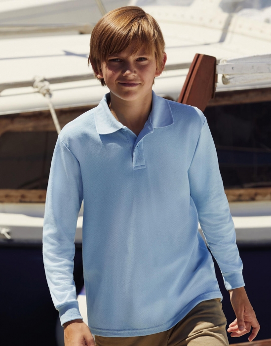 Tricou polo copii cu maneca lunga Fruit of the Loom FOL CLASSIC, 65/35 bumbac, 180 gr/mp [2]