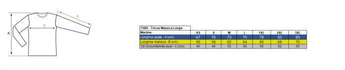 Tricou polo cu maneca lunga Renania CONFORT LONG, 100% bumbac,190gr / mp [2]