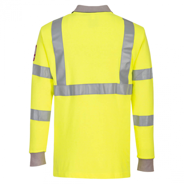 Tricou polo cu maneca lunga antistatic ignifug Portwest HIVIS FR77, 60% modacrilic, 39% bumbac, 1% fibra carbon, 210g [3]