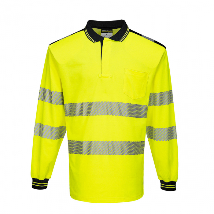 Tricou polo cu maneca lunga Portwest T184 PW3 Hi-Vis, 55% bumbac, 45% poliester, 175 gr/mp [1]