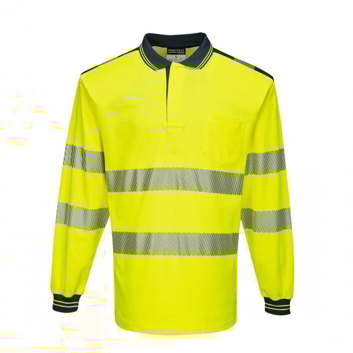 Tricou polo cu maneca lunga Portwest T184 PW3 Hi-Vis, 55% bumbac, 45% poliester, 175 gr/mp [1]