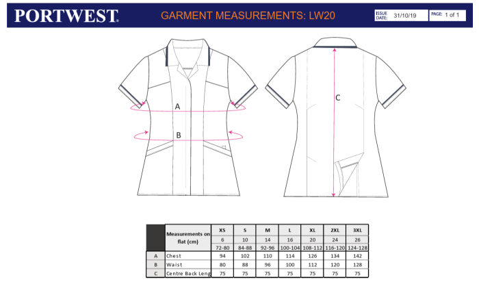 Tunica de lucru cu maneca scurta dama Portwest LW20, 65% poliester, 35% bumbac 190 gr/mp [2]