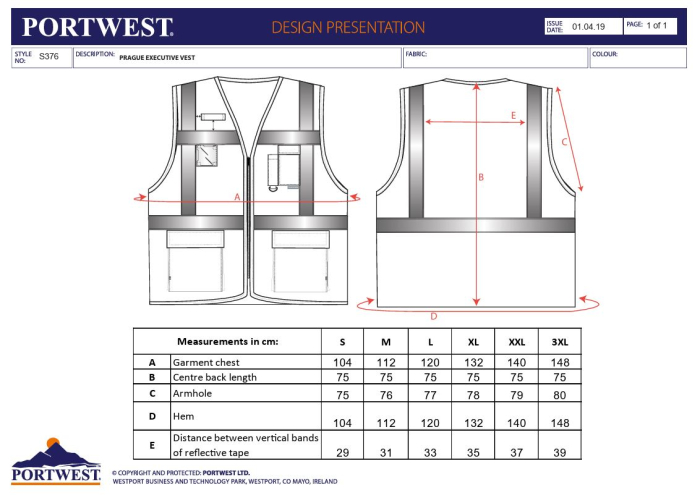 Vesta reflectorizanta Portwest PRAGA EXECUTIVE S376, 100% poliester, 125 gr/mp [3]