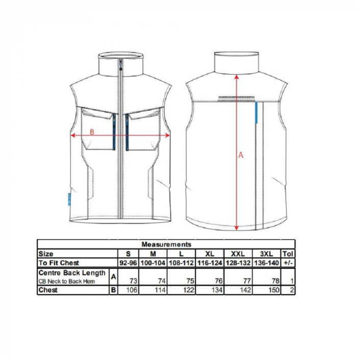 Vesta softshell Portwest T751  WX3, 94% poliester, 6% elastan, 310g [2]