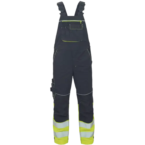 Pantaloni pieptar reflectorizanti - Pantaloni salopeta cu pieptar cu benzi reflectorizante KNOXFIELD HVPS DW, 65% poliester, 35% bumbac, 270 gr/mp