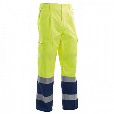 Pantaloni talie reflectorizanti - Pantaloni reflectorizanti P&P H-VIS BICOLOR, 65% bumbac 35% poliester, 210gr /mp