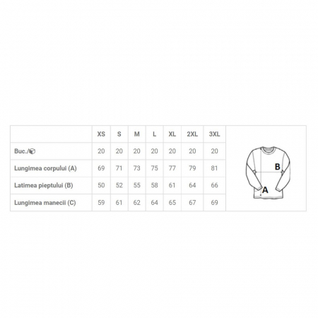Bluza de iarna Kariban K478, 80% bumbac, 20% poliester, fermoar scurt, 280 gr/mp [1]