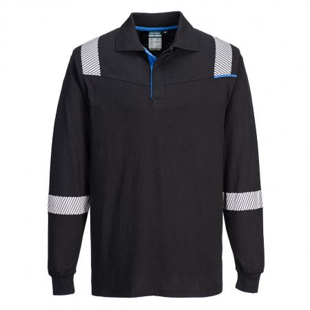 Imbracaminte de lucru - Bluza polo cu maneca lunga ignifuga Portwest FR711, 60% modacrilic, 39% bumbac, 1% fibre carbon, 200 gr/mp
