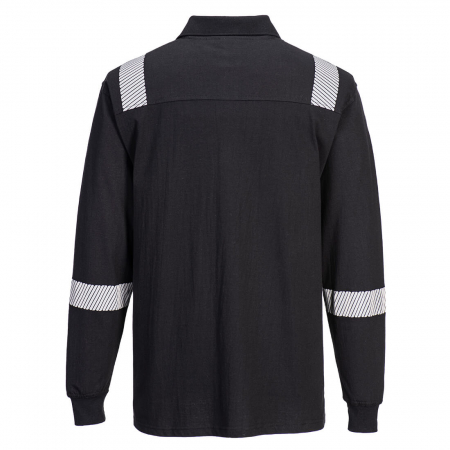 Bluza polo cu maneca lunga ignifuga Portwest FR711, 60% modacrilic, 39% bumbac, 1% fibre carbon, 200 gr/mp [1]
