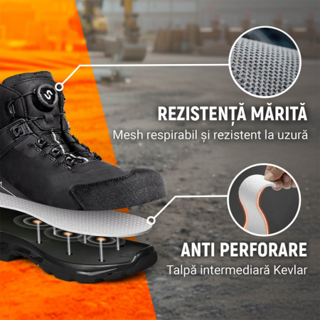 Bocanci de protectie Stenso RULER MID S3S FO SR, cu bombeu din fibra de sticla si lamela [2]