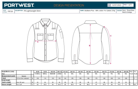 Camasa ignifuga antistatica cu benzi reflectorizante Portwest FR720, 99% bumbac, 1% fibra de carbon, 210 gr/mp [2]