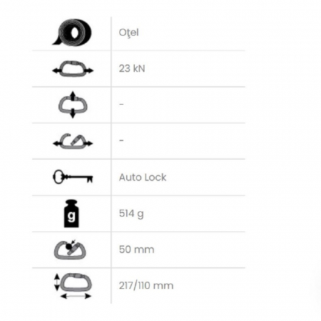 Carabiniera din otel Vertiqual BROOKS 0026, 23 kN, 514g, 217/110 mm [1]