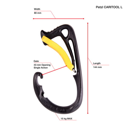 Carabiniera Petzl CARITOOL L  P042AA01, plastic, max 15kg, compatibil cu TOOLBAG si TOOLEASH [2]