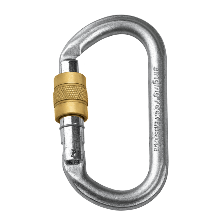 Echipament pentru lucru la inaltime - Carabiniera Singing Rock Oval Sl K4241ZO05, otel, forma simetrica, 30kN, 176g, deschidere 18mm, inchidere prin infiletare