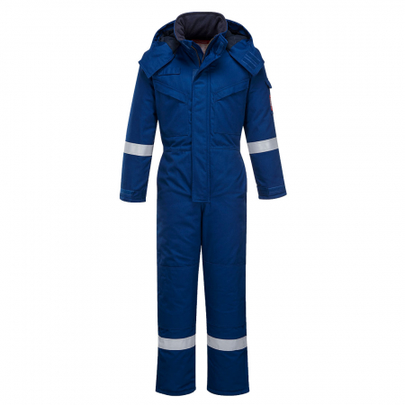 Imbracaminte de lucru - Combinezon vatuit de iarna ignifug Portwest FR53, reflectorizant, antistatic, 9% bumbac, 1% fibra de carbon 350g