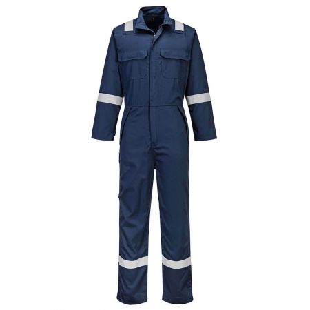 Costume salopeta ignifuge - Combinezon antichimic de protectie Portwest FR513 FR CHEMICAL Resistant, 99% bumbac, 1% fibra de carbon, 280 gr/mp